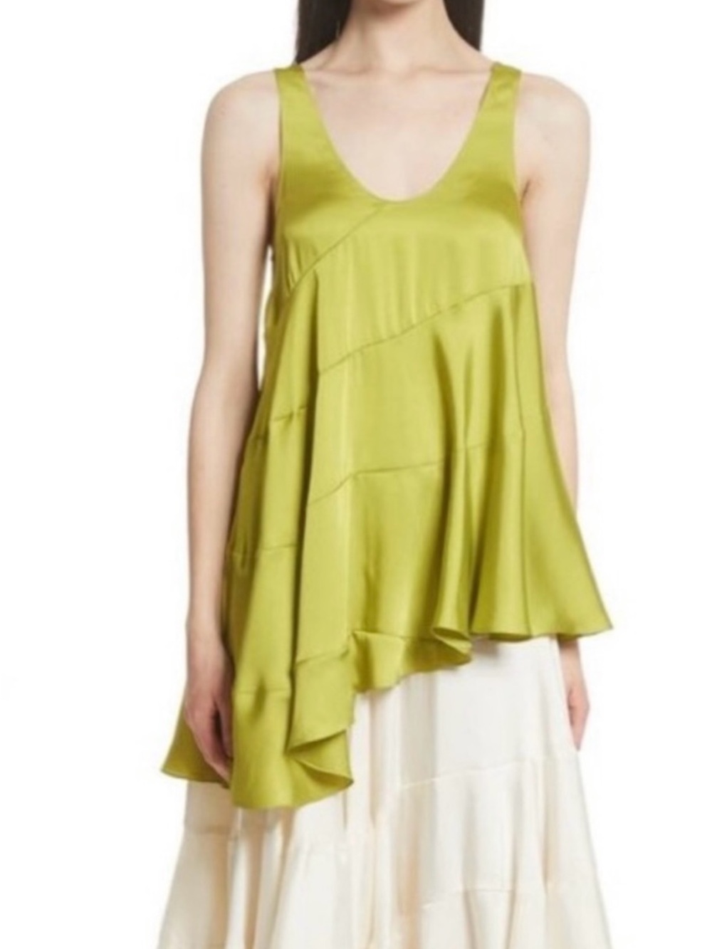 LN Elizabeth And James Magdalone Asymmetrical Satin Top Sz M Oversized